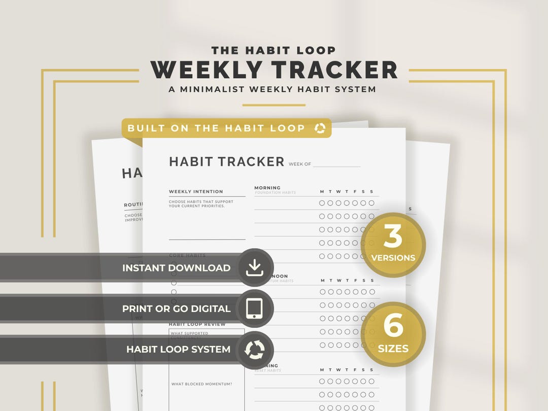 Weekly Habit Tracker Printable Minimal Routine Tracker Digital Weekly ...