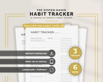 Weekly Habit Tracker Printable Daily Habit Tracker Minimalist Routine Tracker Monday Sunday Start Digital Weekly Habit Tracker Weeks