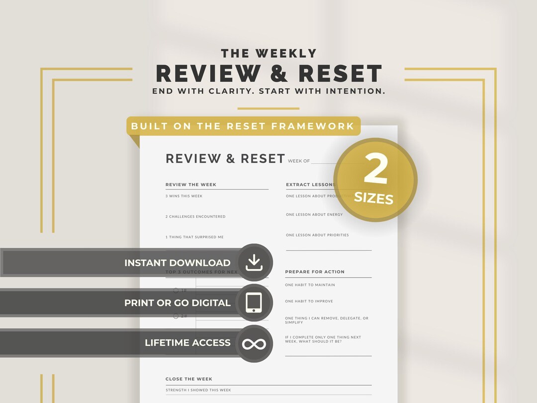 Weekly Review Planner Printable | Weekly Reflection Planner | End of ...