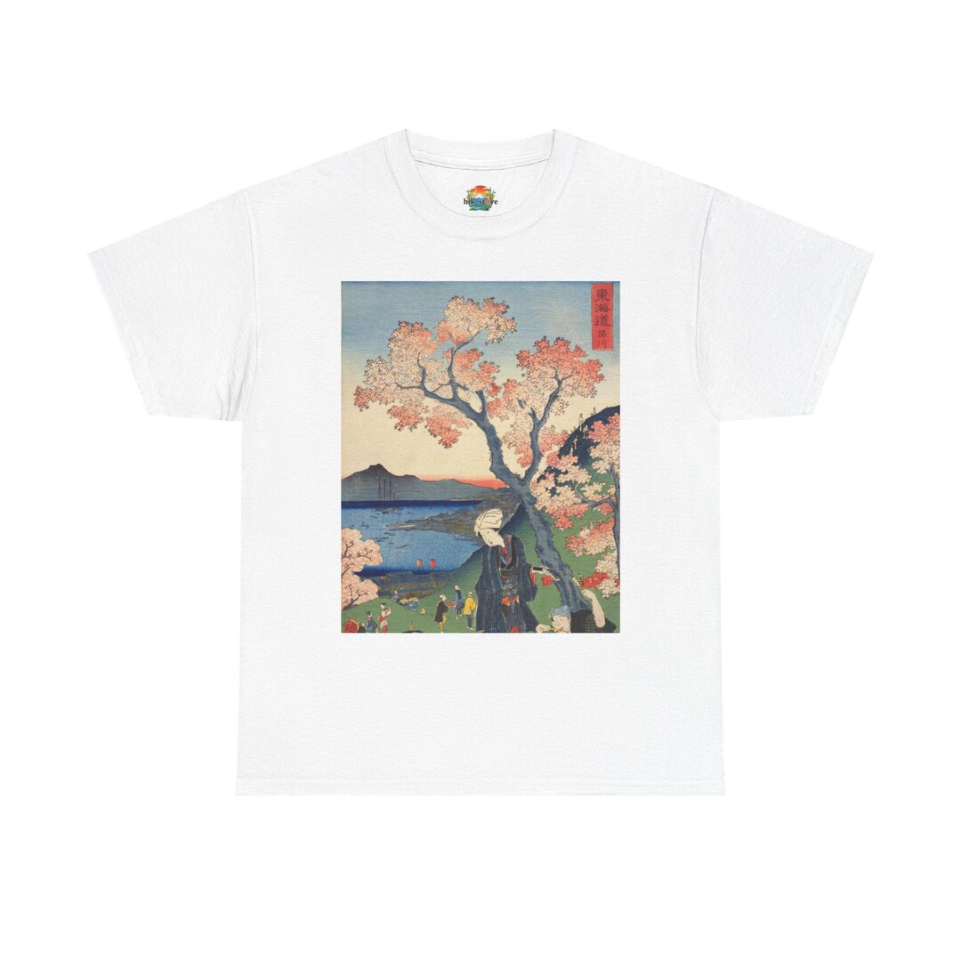 Japanese Ukiyo-e T Shirt Woodblock Art Utagawa Hiroshige Japan Hawk Falcon Traditional Kanji