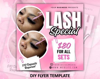 Lash Special Flyer, Esthetician Canva Template  (1080x1080 px)