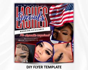 Lash Specials Flyer Template, Editable Canva Design (1080x1080px)
