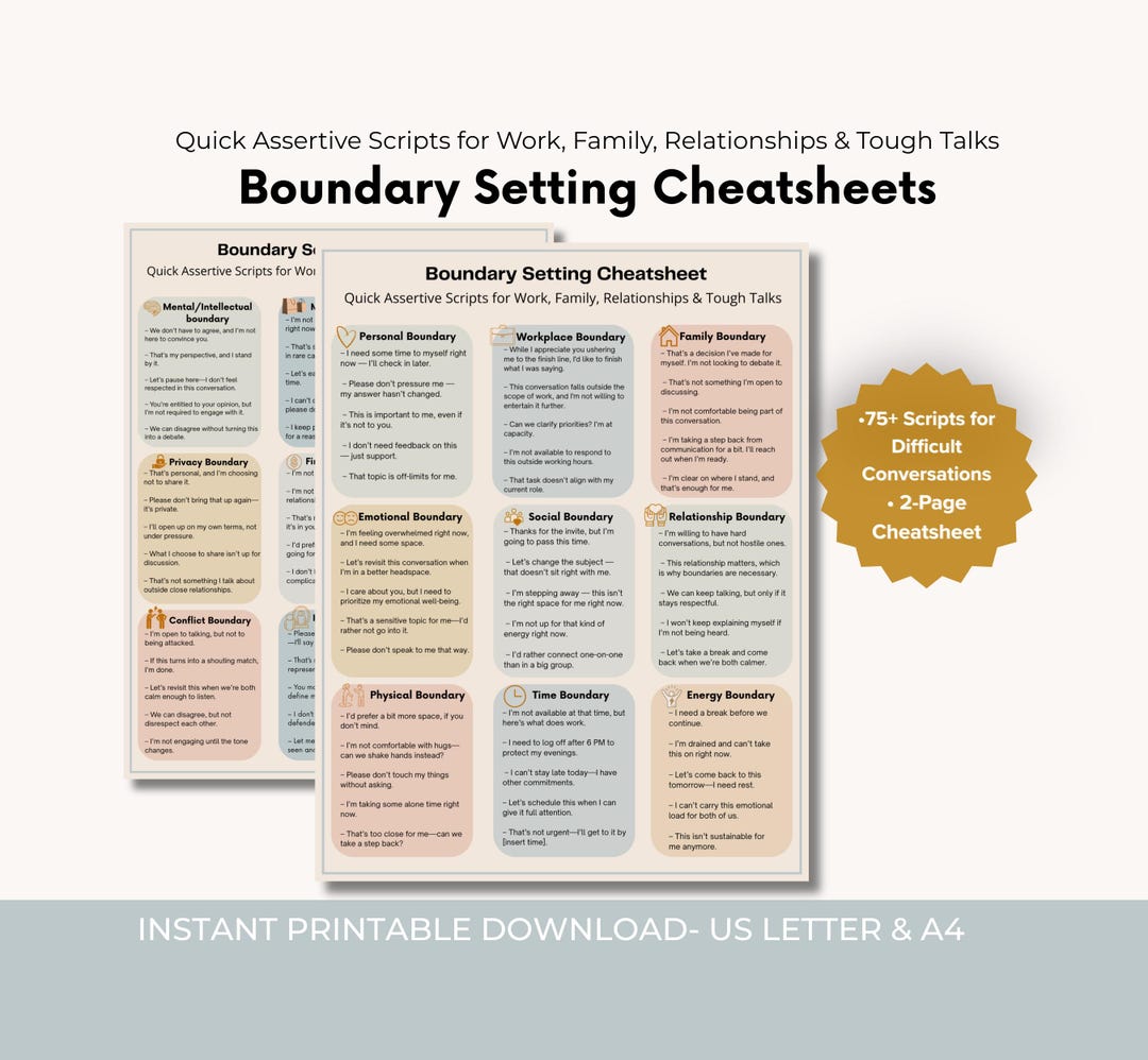 Digital Boundary Setting Cheatsheet | 75+ Assertive Scripts for ...