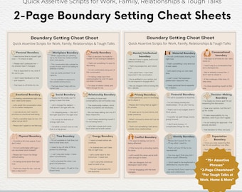 Boundary Setting Scripts & Communication Cheat Sheet | Assertive Skills Guide for Adults | 2-Page Instant Download