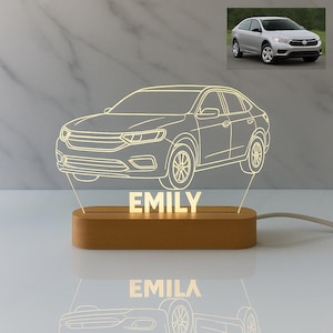 Car Guy Gift Custom Night Light Personalized LED Lamp with Laser Engraved Car Photo on Acrylic Plate Car Enthusiast Gift 3D photo Car