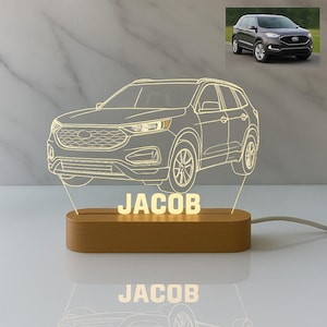 Car Guy Gift Custom 3d Photo Night Light Personalized LED Lamp with Laser Engraved Car Photo on Acrylic Plate Car Enthusiast Gift photo Car