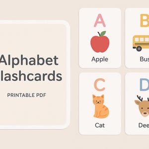 Printable Alphabet Flashcards for Kids | A-Z ABC Cards for Toddlers, Preschool, Kindergarten Learning | Educational PDF Download