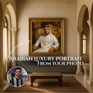 Custom Arab Portrait – Royal Man Art in Traditional Outfit – Digital Gift for Him