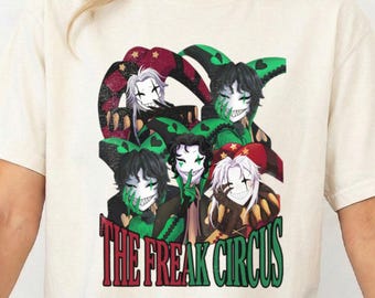 The Freak Circus Shirt, Pierrot Harlequin Clown Graphic Tee, Dark Goth Aesthetic T-Shirt, Edgy Horror Lover Streetwear Gift