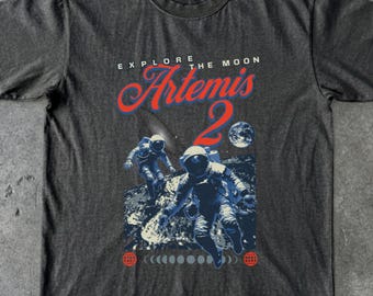 Vintage Artemis 2 Explore The Moon-astronautshirt, NASA Space Mission 2026 grafisch shirt, retro Science Lover-cadeau voor astronomie-geek