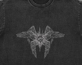 Occult gevleugeld oog T-shirt gotische engelenvleugels shirt alziend oog Comfort kleuren T-shirt donker esoterisch symbool alternatief streetwear cadeau