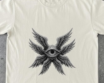 All Seeing Eye T-Shirt, Winged Occult Eye Graphic Tee, Gothic Esoteric Symbol Art Comfort colors Shirt, Dark Mystical Aesthetic Unisex
