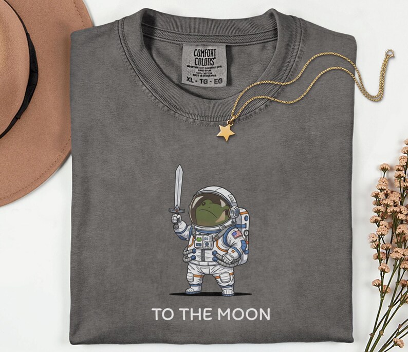 To The Moon Astronaut Frog Graphic Shirt, Funny Space Exploration Tee, NASA Artemis 2 Moon 2026 Humor Gift For Astronomy And Animal Lover image 2