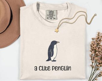 Cute Penguin Shirt, Kawaii Antarctic Animal Tee, Winter Bird T-Shirt, Ocean Lover Gift Her, Nautical Marine Life Apparel, Unisex Cotton Top