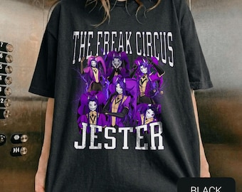 The Freak Circus Jester Shirt, Creepy Anime Jester Graphic Tee, Dark Goth Clown Aesthetic T-Shirt, Edgy Horror Fan Anime Lover Gift