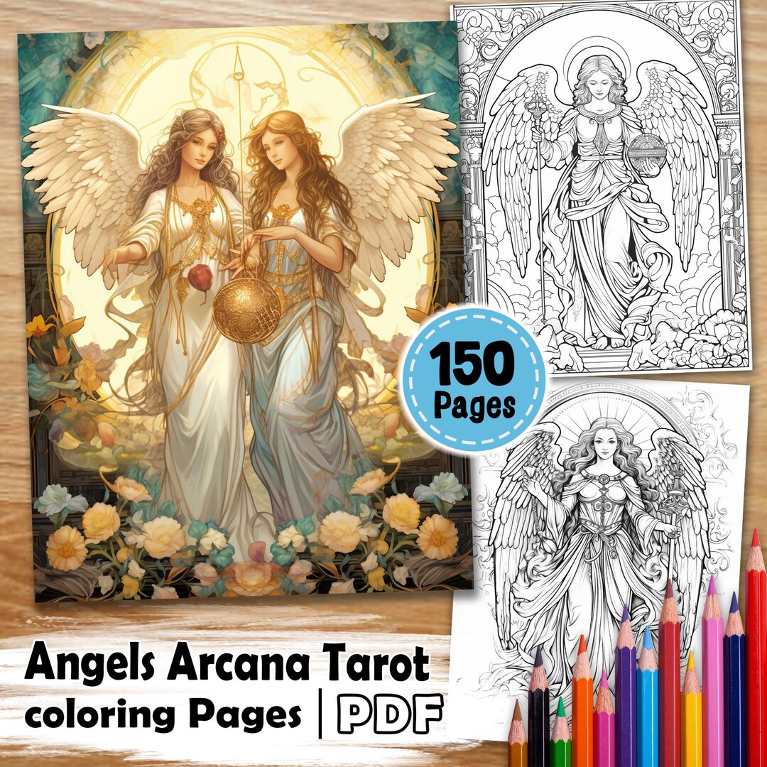 150 Angels Arcana Tarot Coloring Pages – Mystical Angels, Major & Minor ...