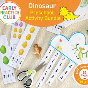 Dinosaur Preschool Worksheets, Dinosaur Bundle, Educational Printables, Preschool Printable, Montessori Printables, Kids Activities, Toddler