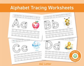 Alphabet Tracing Worksheets: A-Z Letter Practice, Preschool Printable (PDF Download)
