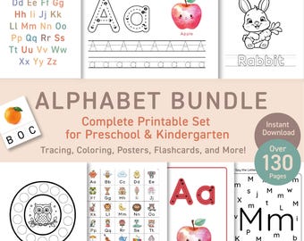 ABC Lernpaket: Nachzeichnen, Ausmalen, Karteikarten (PDF Download)