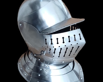 Medieval Close Helmet Knight Armor Steel Helmet for LARP Reenactment & SCA