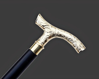 Elegant Walking Stick Solid Brass Designer Handle Victorian Style Wooden Walking Cane Gentleman Gift