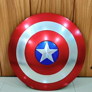 Handcrafted Captain America Shield Replica - 22 Inch Steel Shield for Cosplay Movie Prop Decor image 3