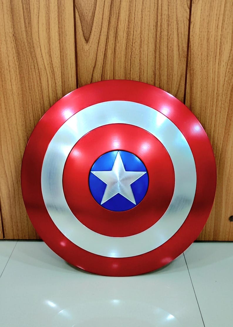 Handcrafted Captain America Shield Replica - 22 Inch Steel Shield for Cosplay Movie Prop Decor image 3