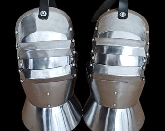 Guanteletes de caballero medievales, guantes de armadura funcionales de acero y cuero, estilo gótico, para SCA y LARP.
