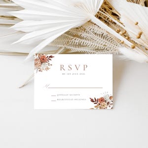 Fall RSVP Card Template, Editable Wedding Invitation Response Card, Autumn Floral Wedding Insert Reply Card WE003