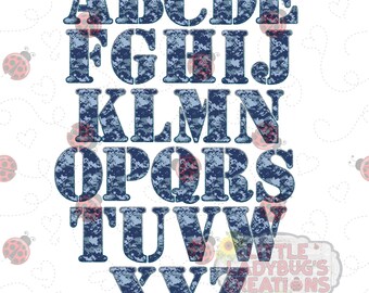 Navy Digital Camo Alphabet Digital Download High Resolution PNG