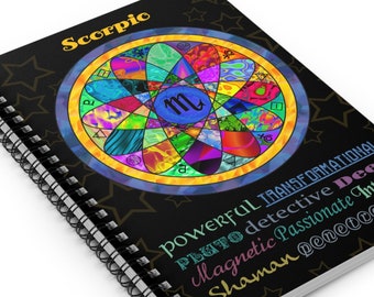 Scorpio Birthday Gift Astrology Spiral Notebook Diary Law of Attraction Mandala Writer Poet Dream Journal Gratitude Zodiac Spells Soul Care