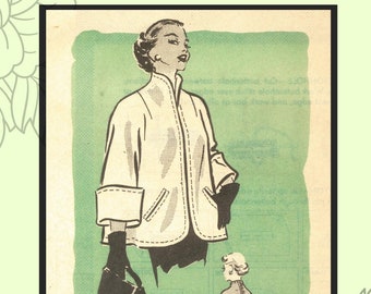 1950s Tasha Swing Coat, size Large, Print at Home Vintage Sewing Pattern 1021