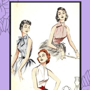 1950s Bare Shoulder Blouses, 38 inch bust, digital download pattern Vintage Sewing Pattern PDF 1013 image 1