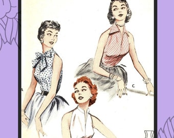 1950s Bare Shoulder Blouses, 38 inch bust, digital download pattern - Vintage Sewing Pattern PDF 1013