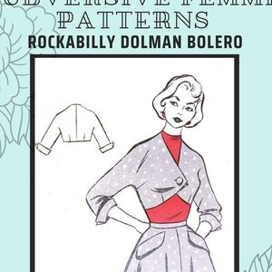 1950s Rockabilly Bolero - Vintage Sewing Pattern PDF 1004