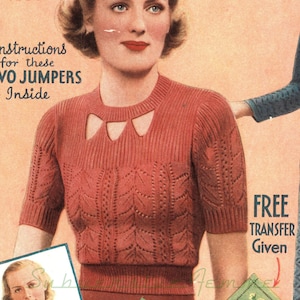 Lovely Lace, a 1930s delicate lace jumper - vintage knitting pattern  (331)