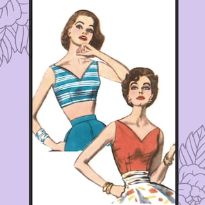 Blusa Fun in the Sun de los años 50, busto de 38 pulgadas, patrón de descarga digital - Patrón de costura vintage PDF 1010