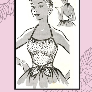 1950s 1-Yard Rockabilly Wrap Top, medium size - Vintage Sewing Pattern PDF 1002