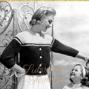 Vintage 1940's Knitting Pattern CARDIGAN Quick Knit Chunky