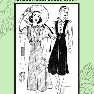 1930s Suspender Skirt size 20, digital pattern - Vintage Sewing Pattern PDF 1003