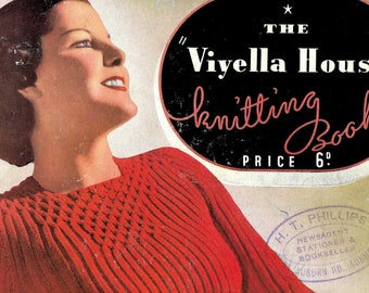 Entire 1930s Viyella House Knitting Book (first edition) - Vintage Knitting Pattern booklet PDF