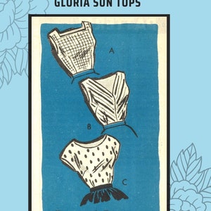 1950s Gloria Sun Tops, medium size, Print at Home Vintage Sewing Pattern 1019