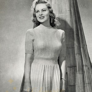 Kay, a flattering knitted dress c.1940 - vintage knitting pattern