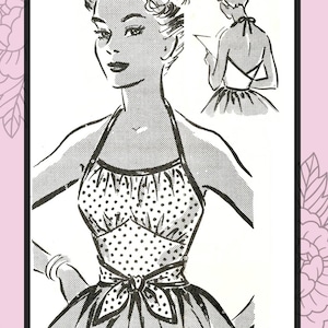 1950s 1-Yard Rockabilly Wrap Top, medium size - Vintage Sewing Pattern PDF 1002