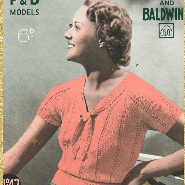 Barbara, a 1930s delicate lace jumper - vintage knitting pattern PDF