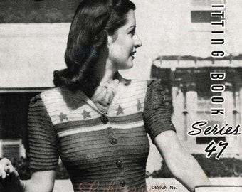 Entire War-era 1940s SunGlo Series 47 c. 1940 - Vintage Knitting Pattern booklet