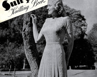 Sun-Glo 90 Dress Book, 10 designs sizes 32-44 bust - Vintage Knitting Pattern booklet 1940s
