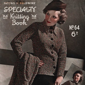 Entire 1930s Patons and Baldwins Specialty Knitting No.64, 10 designs - Vintage Knitting Pattern booklet