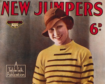 Entire 1930s New Jumpers No.12 by Table Talk - Vintage Knitting and Crochet Pattern booklet PDF