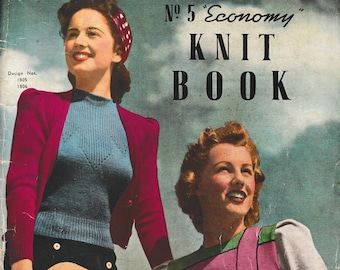 Entire 1940s Economy Knits Booklet No. 5 by Woolworths - Vintage Knitting Pattern booklet PDF 1930s